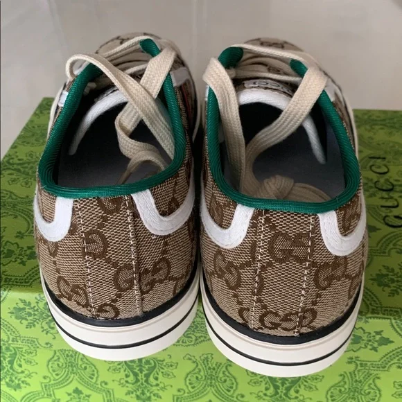 Gucci Brown GG Canvas Sneakers with Green Red Web - Picture 2 of 5